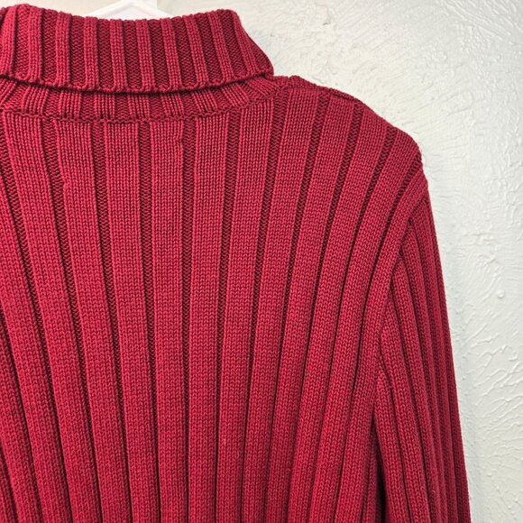 Abercrombie Vintage Turtleneck Sweater Men L Red Ribbed Chunky Y2k Preppy Retro - Picture 11 of 12